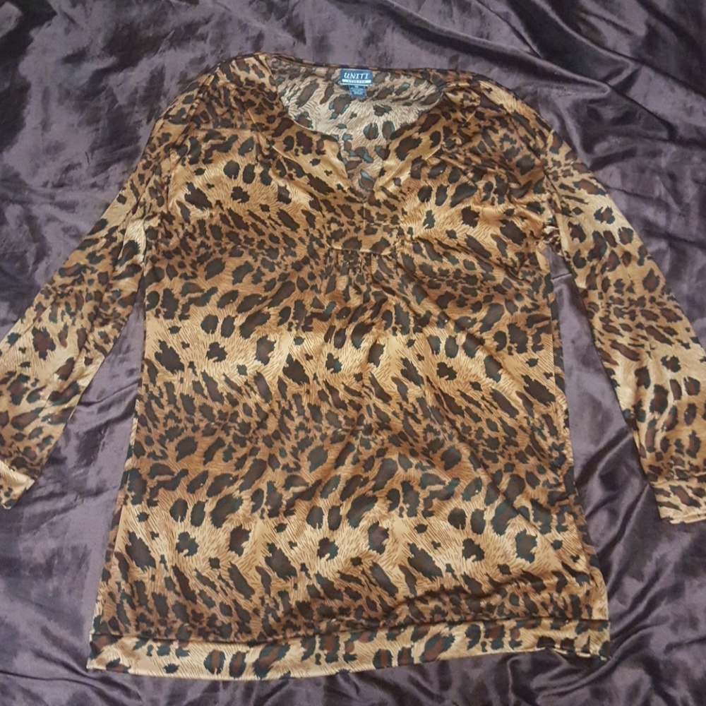 Cheetah print silk shirt.